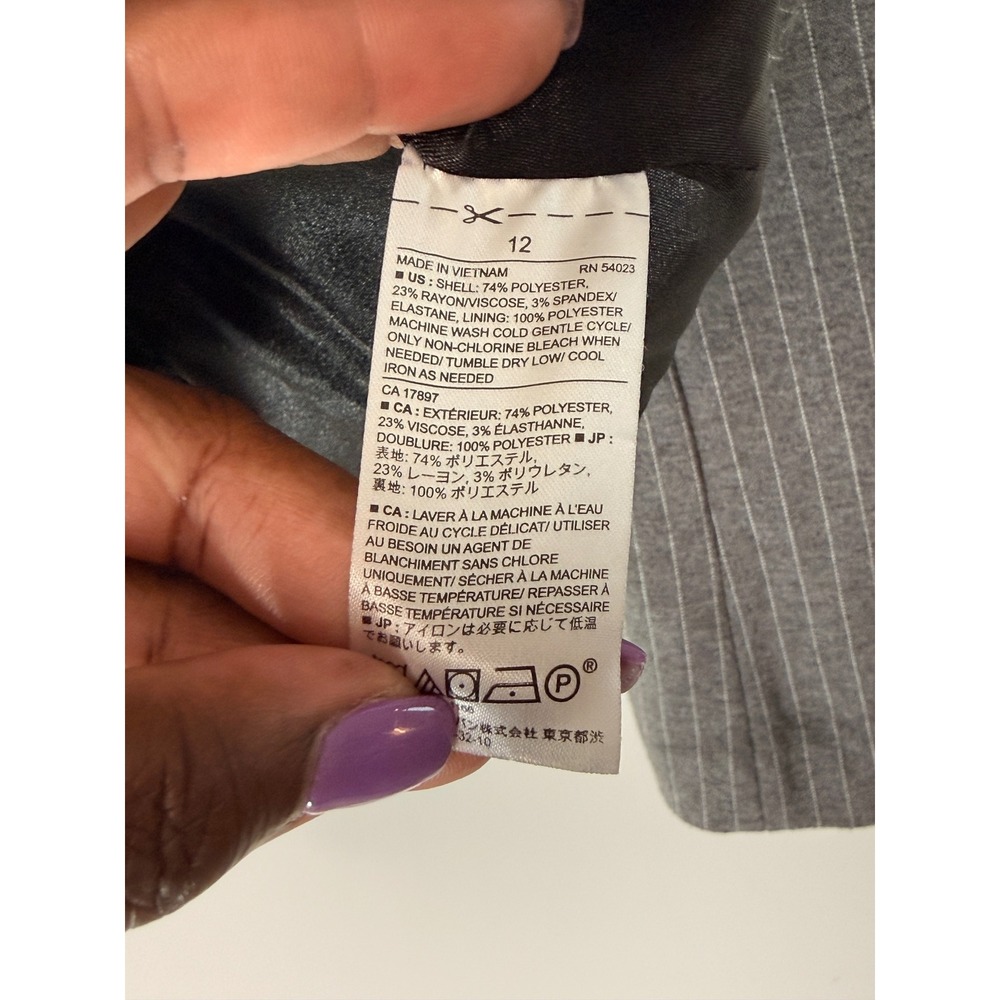Banana Republic Pinstripe Knit Blazer Women's Gray White Office Career Preppy 12 - Picture 6 of 12